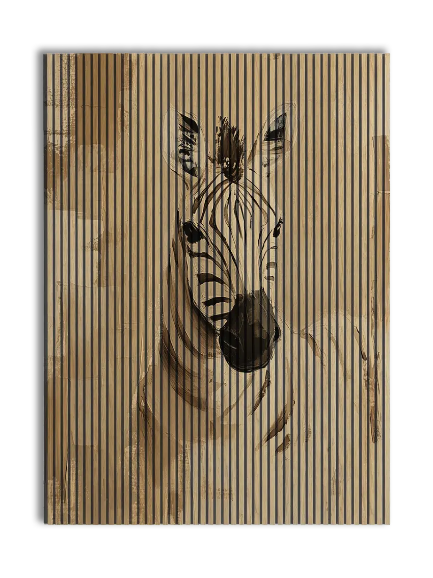 Akustikpanel med en zebra i enkel stregstil