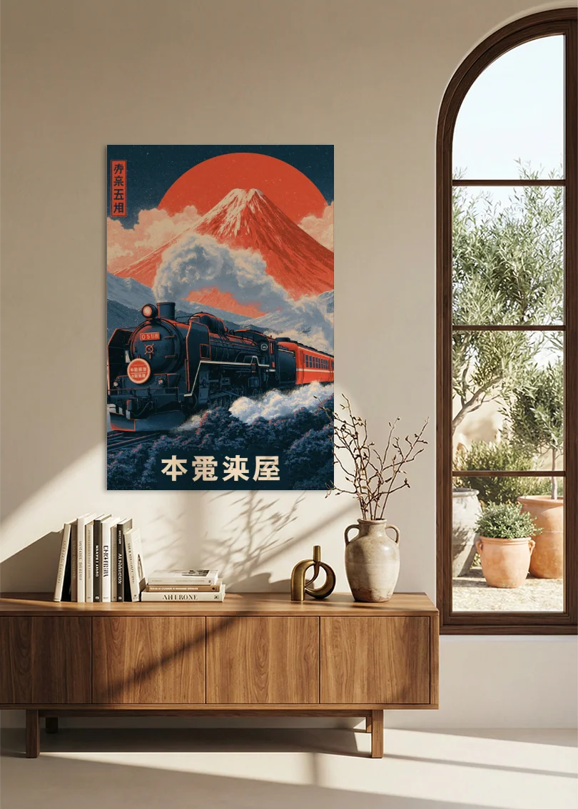 Akustikbillede med Japan Retro-motiv nr. 13 – i stuen