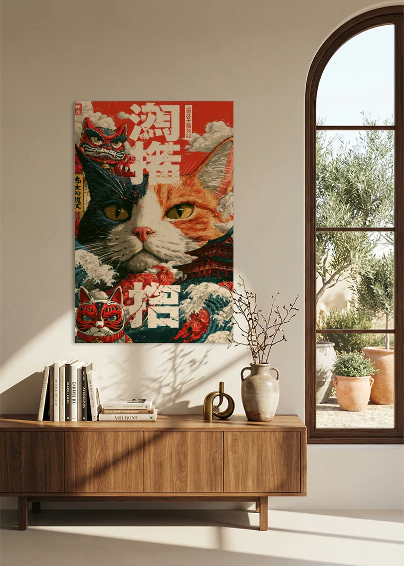 Akustikbillede med Japan Retro-motiv nr. 30 – i stuen