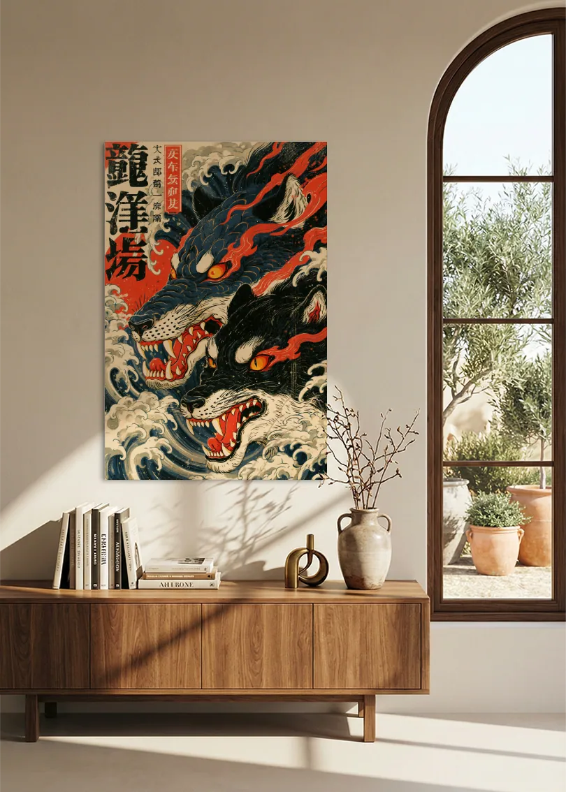 Akustikbillede med Japan Retro-motiv nr. 31 – i stuen