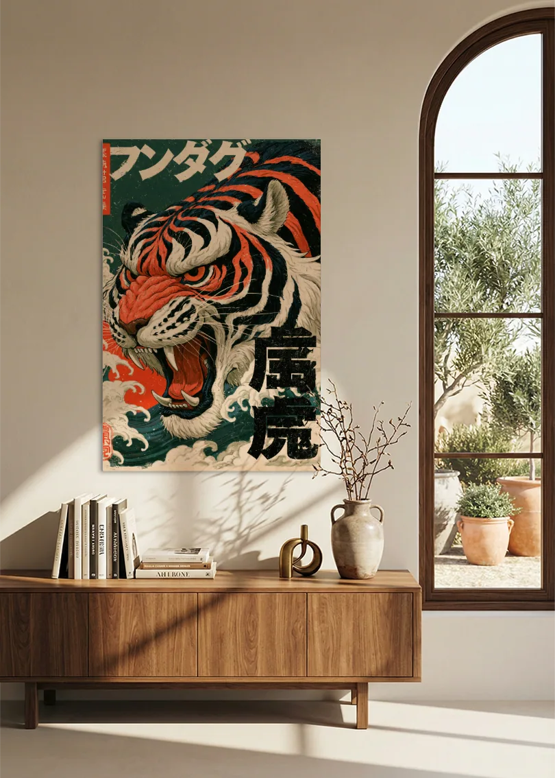 Akustikbillede med Japan Retro-motiv nr. 38 – i stuen