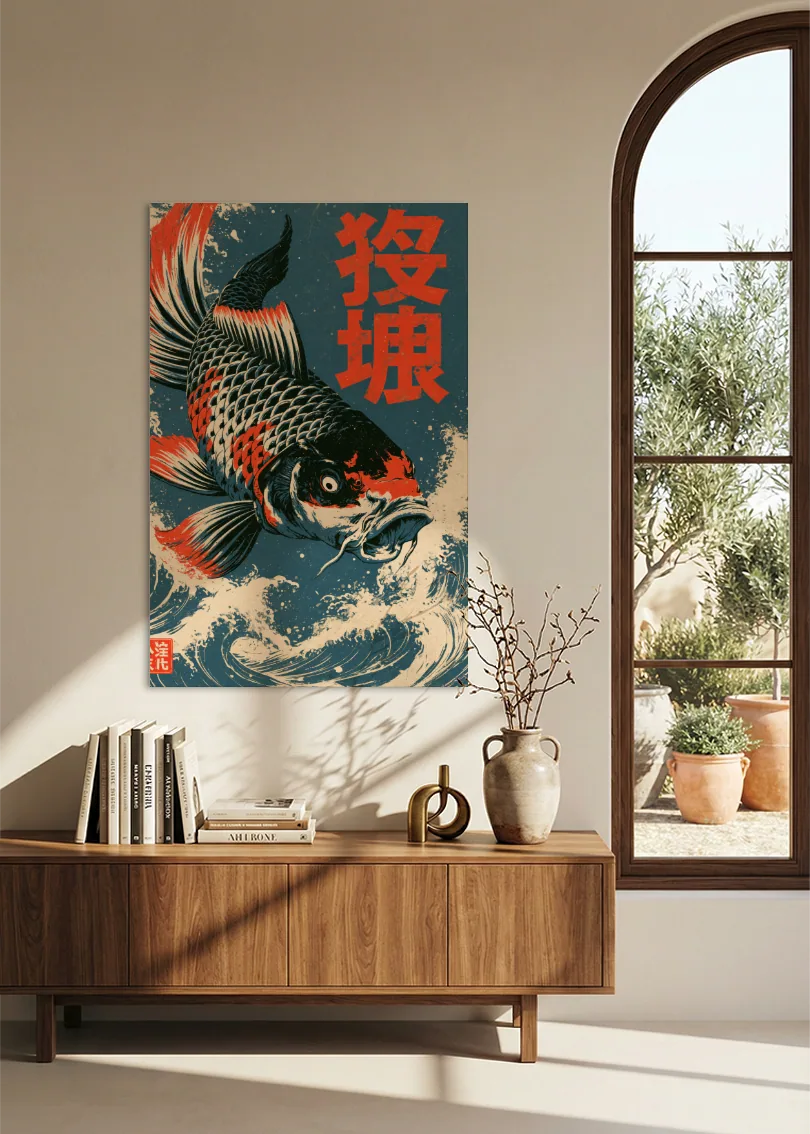 Akustikbillede med Japan Retro-motiv nr. 50 – i stuen