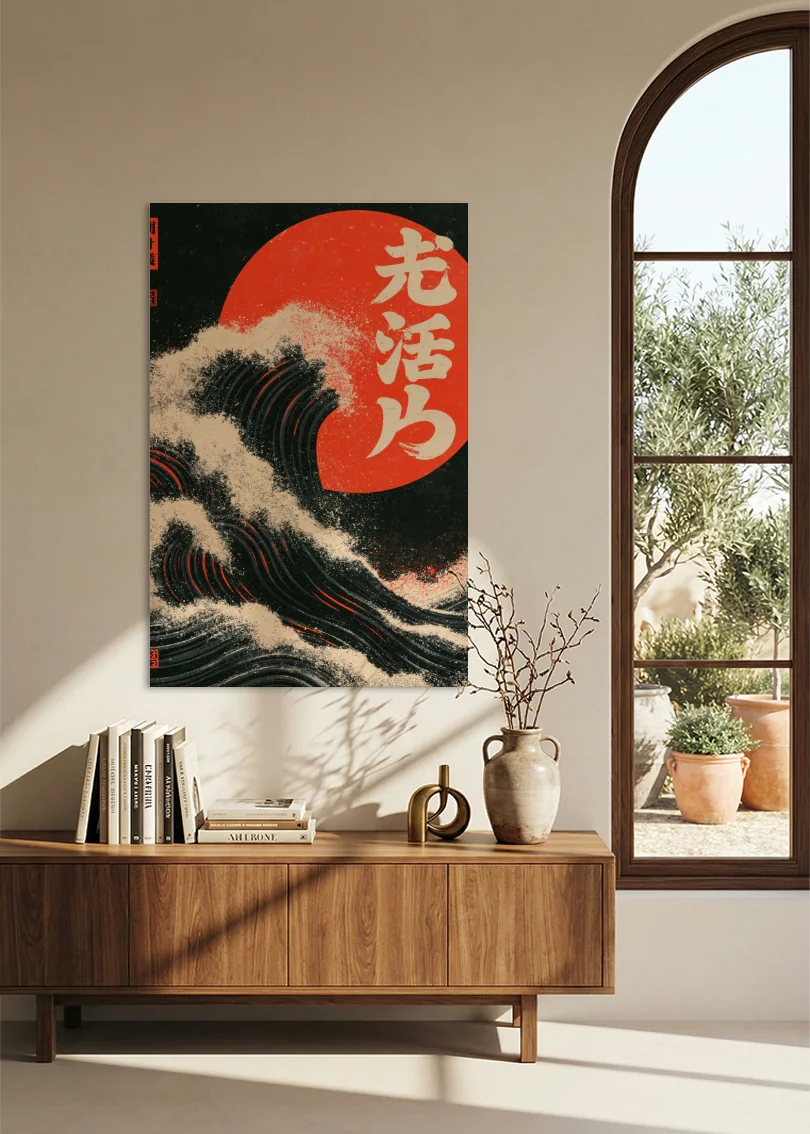 Akustikbillede med Japan Retro-motiv nr. 70 – i stuen