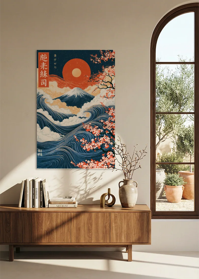 Akustikbillede med Japan Retro-motiv nr. 79 – i stuen