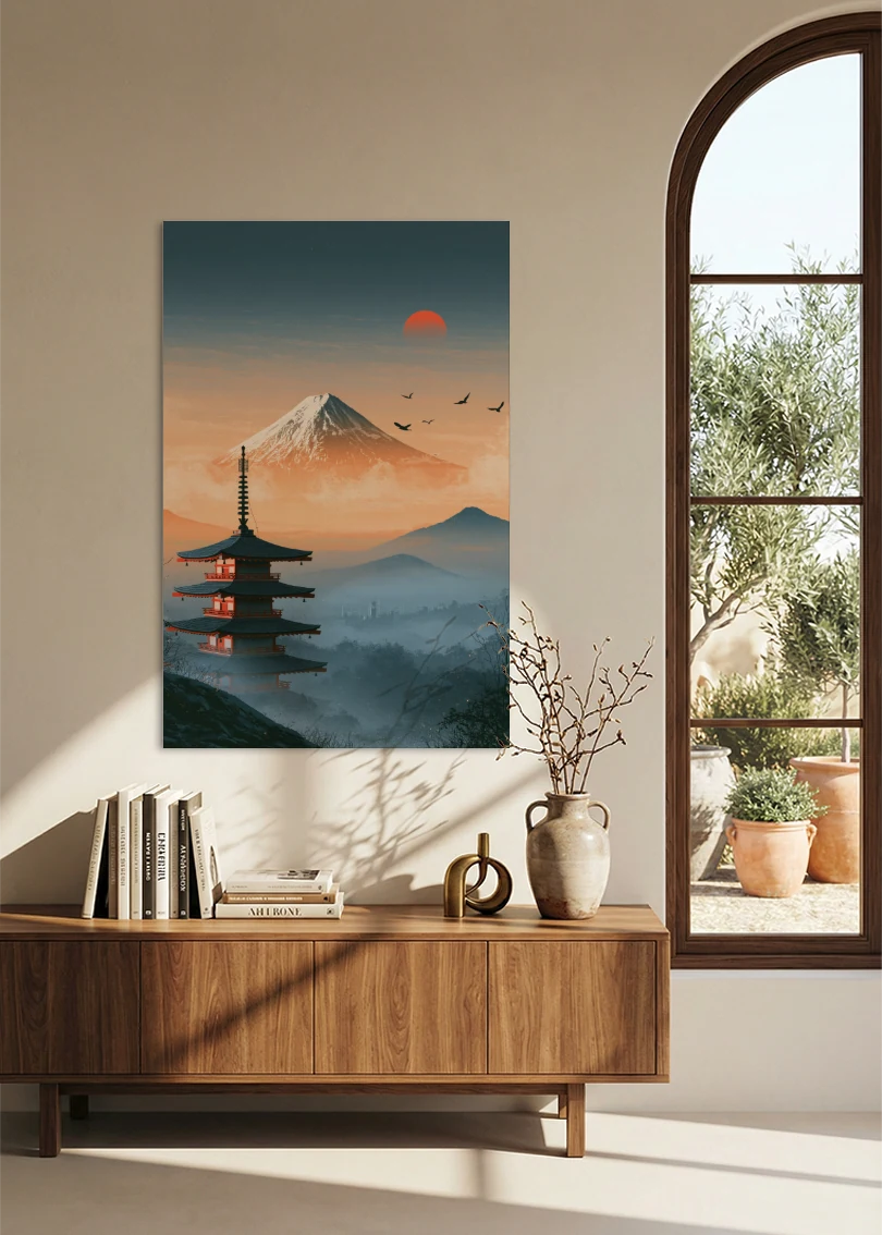 Akustikbillede med Japan Retro-motiv nr. 80 – i stuen