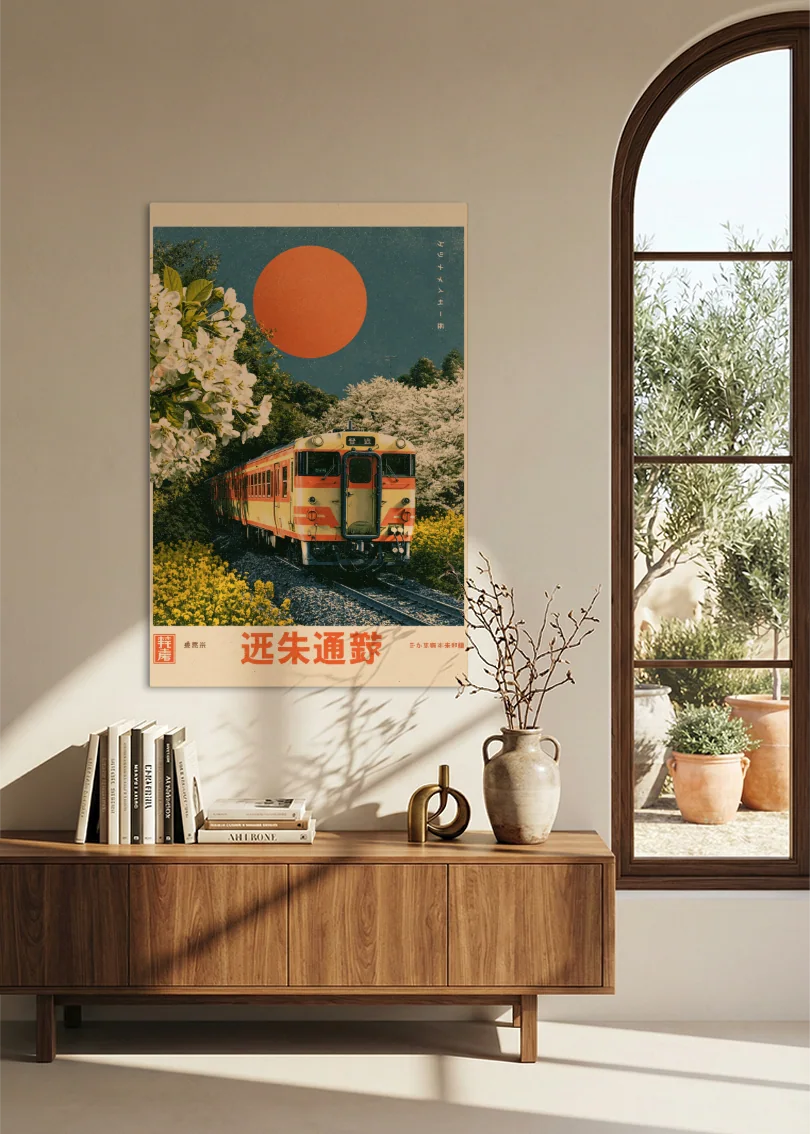 Akustikbillede med Japan Retro-motiv nr. 83 – i stuen