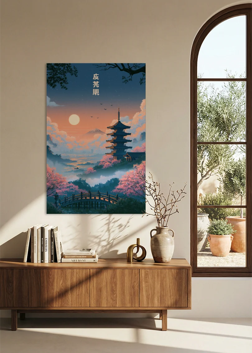 Akustikbillede med Japan Retro-motiv nr. 86 – i stuen