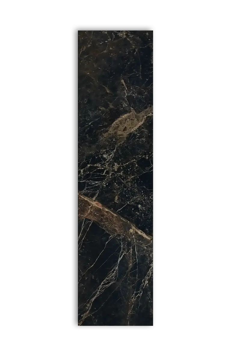 Akustiktillægsstykke i sort marmorlook, 61x244 cm, produktbillede forfra