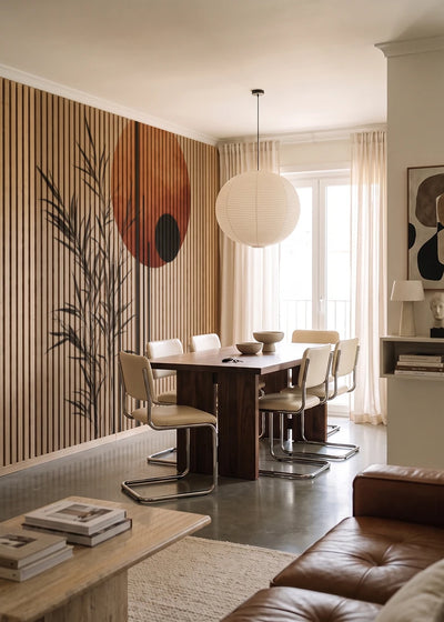 Akustikpanel med Abstract Nature-motiv nr. 1 – i lyst rum