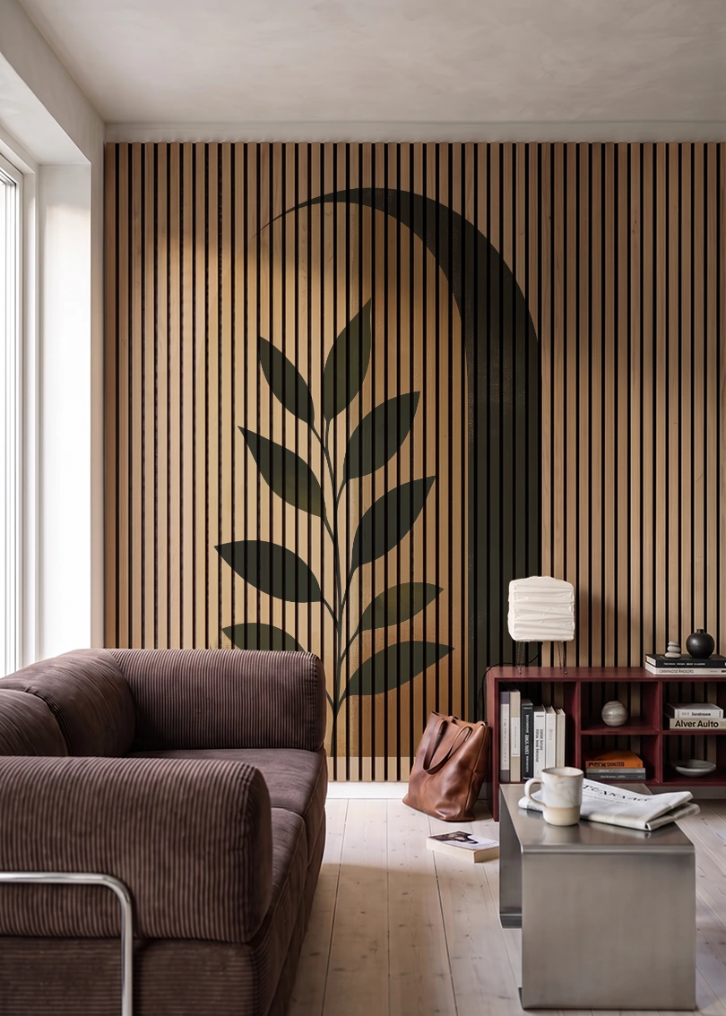 Akustikpanel med Abstract Nature-motiv nr. 6 – i stuen