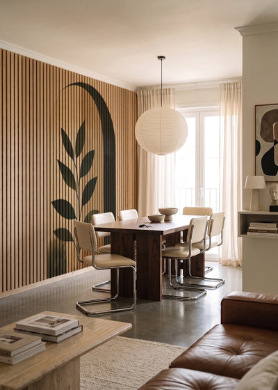Akustikpanel med Abstract Nature-motiv nr. 6 – i lyst rum