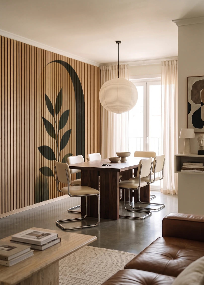 Akustikpanel med Abstract Nature-motiv nr. 6 – i lyst rum