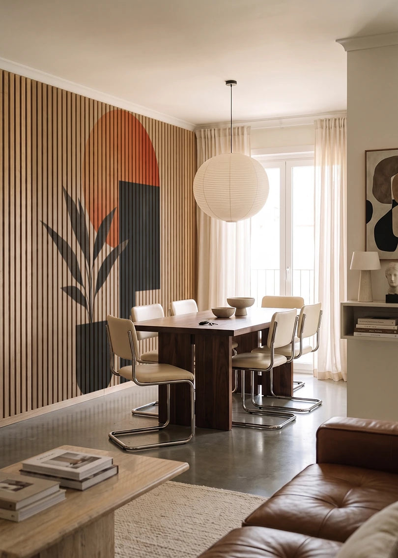 Akustikpanel med Abstract Nature-motiv nr. 7 – i lyst rum