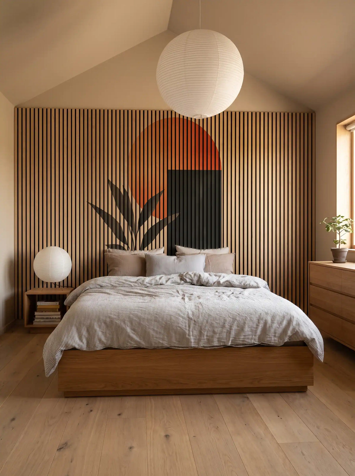 Akustikpanel med Abstract Nature-motiv nr. 7 – med reol