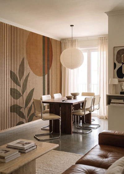 Akustikpanel med Abstract Nature-motiv nr. 8 – i lyst rum