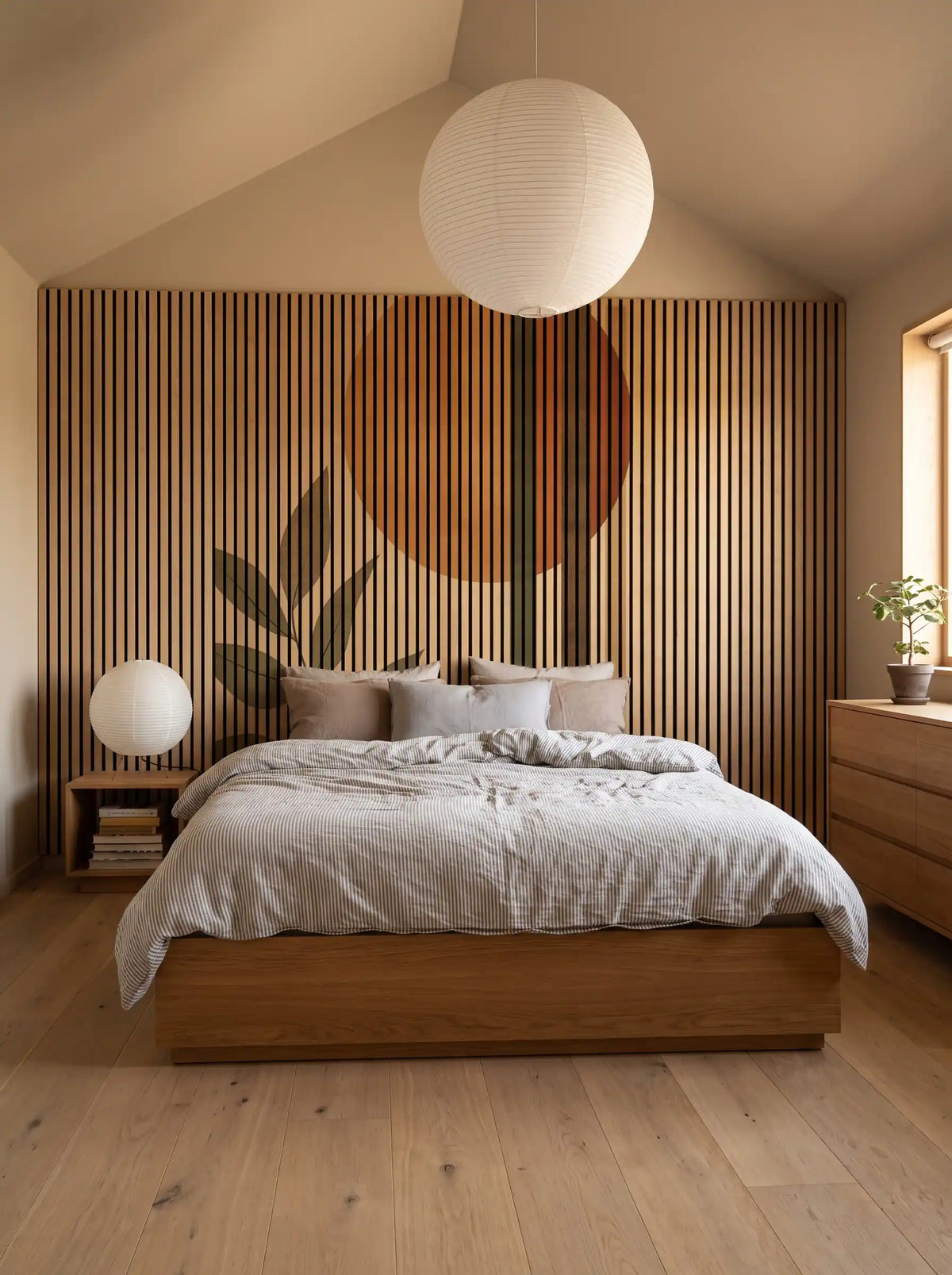 Akustikpanel med Abstract Nature-motiv nr. 8 – med reol