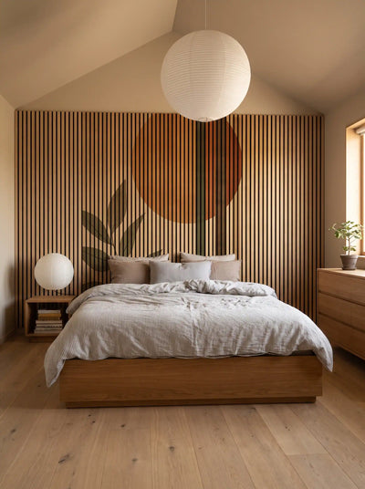 Akustikpanel med Abstract Nature-motiv nr. 8 – med reol