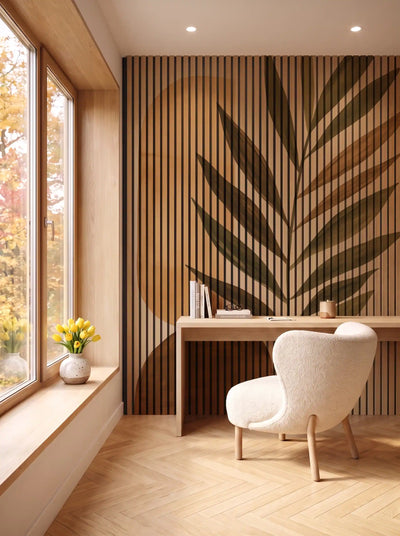 Akustikpanel med Abstract Nature-motiv nr. 10 – i spisestuen