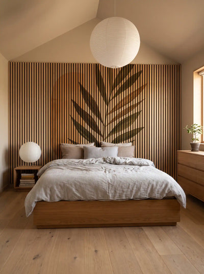 Akustikpanel med Abstract Nature-motiv nr. 10 – med reol