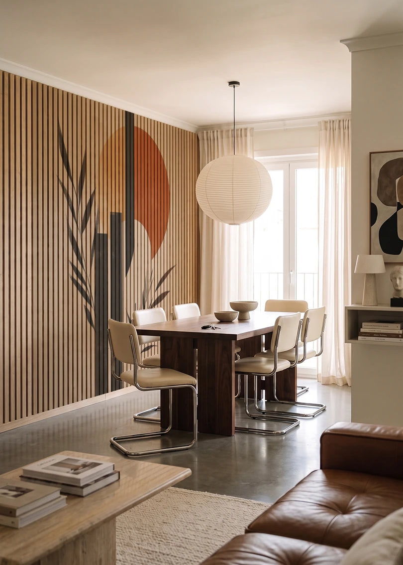 Akustikpanel med Abstract Nature-motiv nr. 11 – i lyst rum