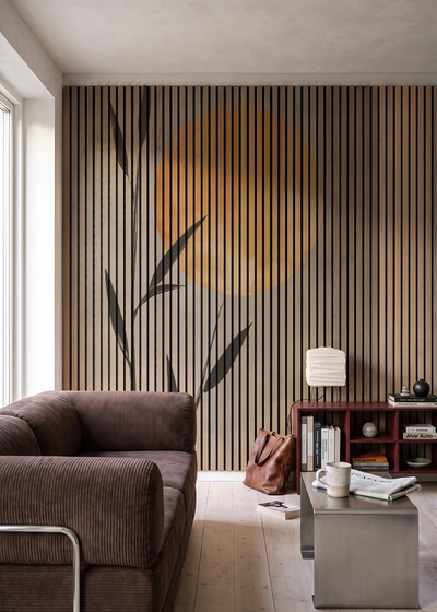 Akustikpanel med Abstract Nature-motiv nr. 13 – i stuen