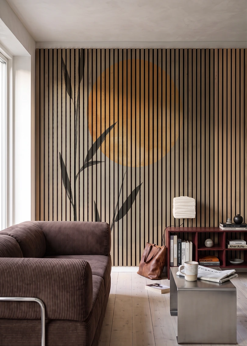 Akustikpanel med Abstract Nature-motiv nr. 13 – i stuen