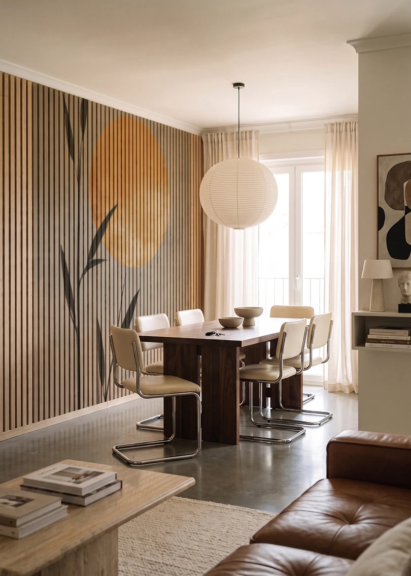 Akustikpanel med Abstract Nature-motiv nr. 13 – i lyst rum