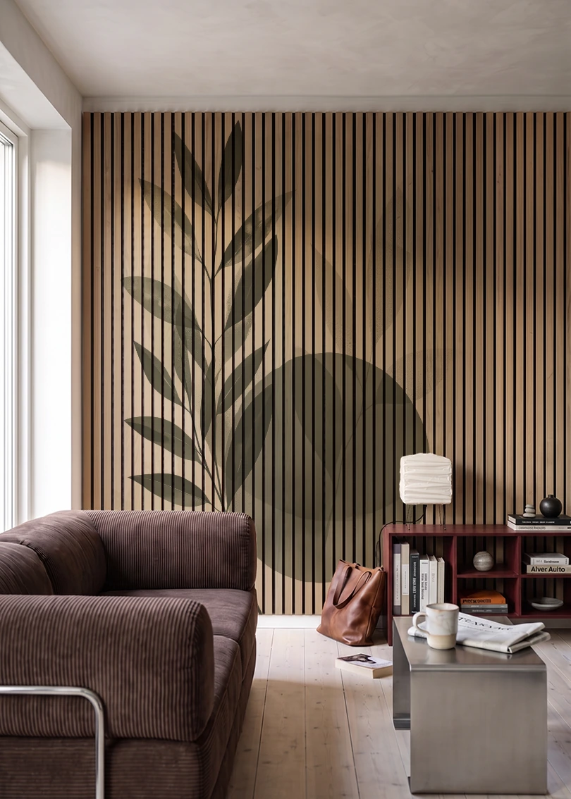 Akustikpanel med Abstract Nature-motiv nr. 16 – i stuen