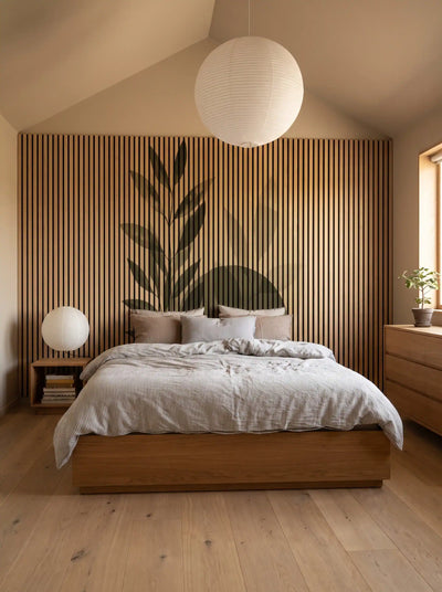 Akustikpanel med Abstract Nature-motiv nr. 16 – med reol