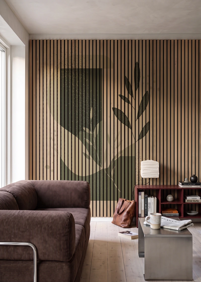 Akustikpanel med Abstract Nature-motiv nr. 17 – i stuen