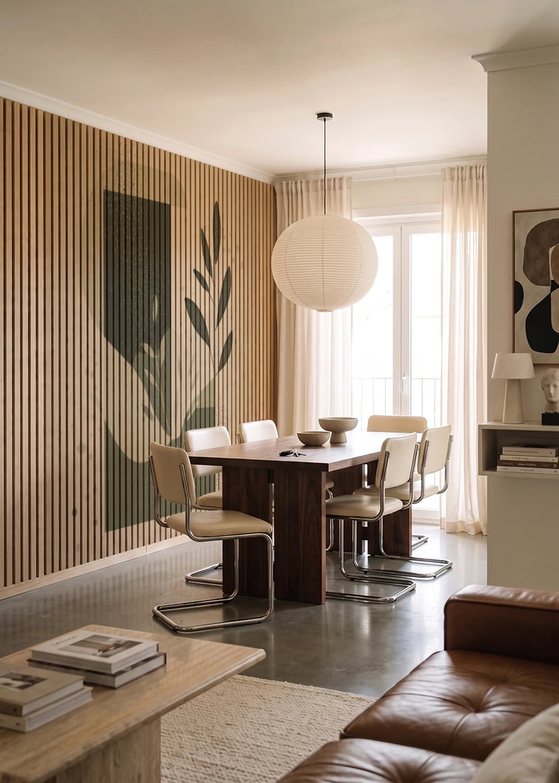 Akustikpanel med Abstract Nature-motiv nr. 17 – i lyst rum