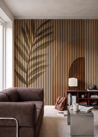 Akustikpanel med Abstract Nature-motiv nr. 19 – i stuen