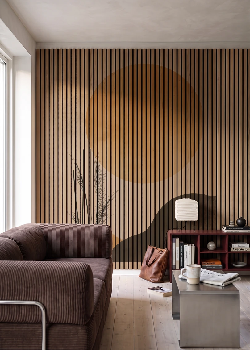 Akustikpanel med Abstract Nature-motiv nr. 20 – i stuen