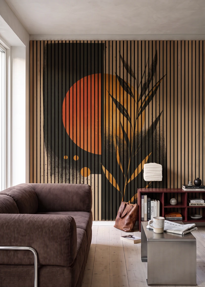 Akustikpanel med Abstract Nature-motiv nr. 21 – i stuen