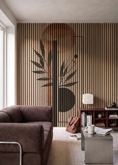 Akustikpanel med Abstract Nature-motiv nr. 23 – i stuen