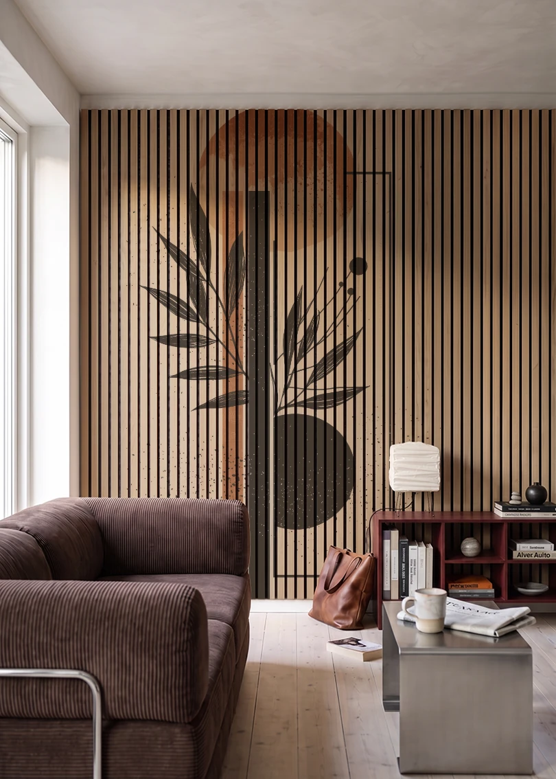 Akustikpanel med Abstract Nature-motiv nr. 23 – i stuen