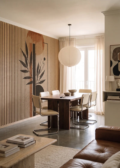 Akustikpanel med Abstract Nature-motiv nr. 23 – i lyst rum