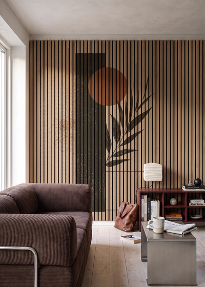 Akustikpanel med Abstract Nature-motiv nr. 24 – i stuen
