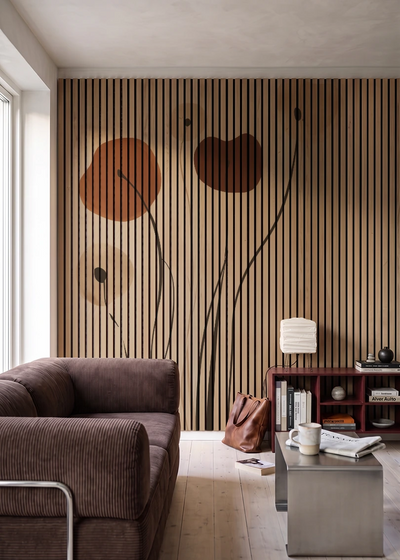 Akustikpanel med Abstract Nature-motiv nr. 28 – i stuen