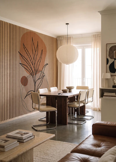 Akustikpanel med Abstract Nature-motiv nr. 31 – i lyst rum