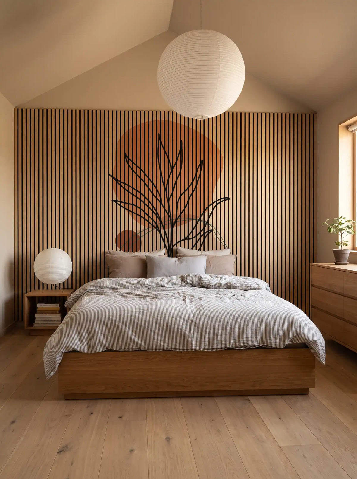 Akustikpanel med Abstract Nature-motiv nr. 31 – med reol