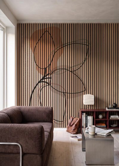 Akustikpanel med Abstract Nature-motiv nr. 32 – i stuen