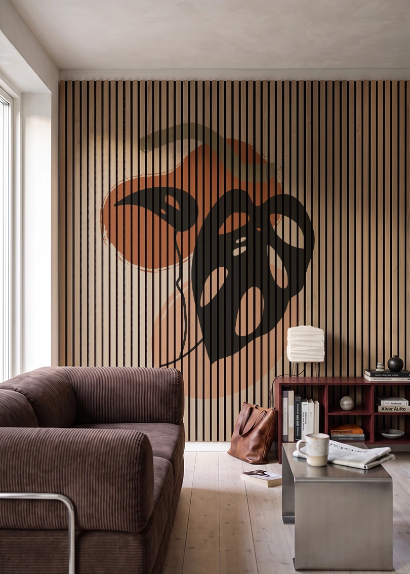 Akustikpanel med Abstract Nature-motiv nr. 34 – i stuen