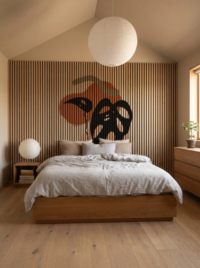 Akustikpanel med Abstract Nature-motiv nr. 34 – med reol