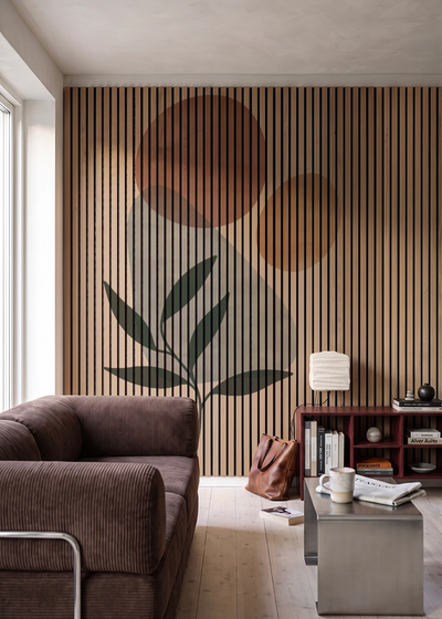 Akustikpanel med Abstract Nature-motiv nr. 35 – i stuen