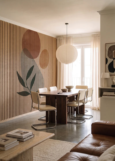 Akustikpanel med Abstract Nature-motiv nr. 35 – i lyst rum