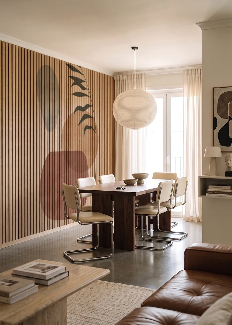 Akustikpanel med Abstract Nature-motiv nr. 36 – i lyst rum