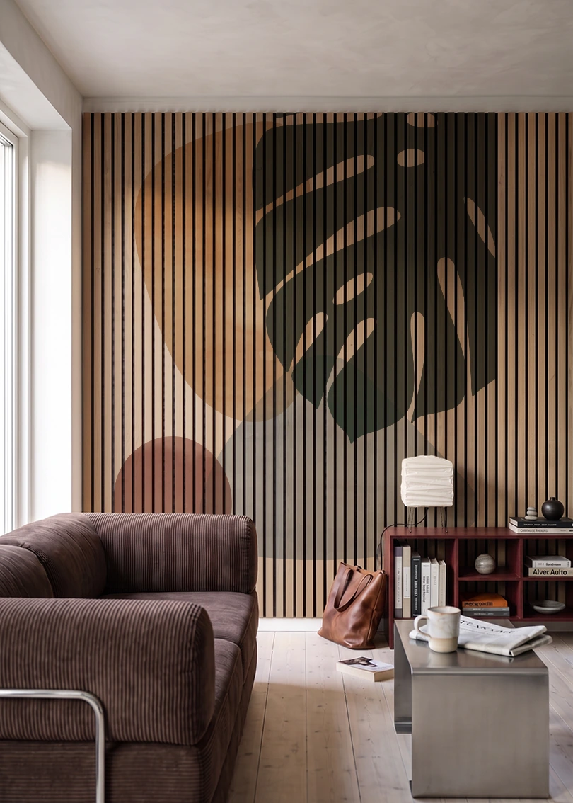 Akustikpanel med Abstract Nature-motiv nr. 37 – i stuen