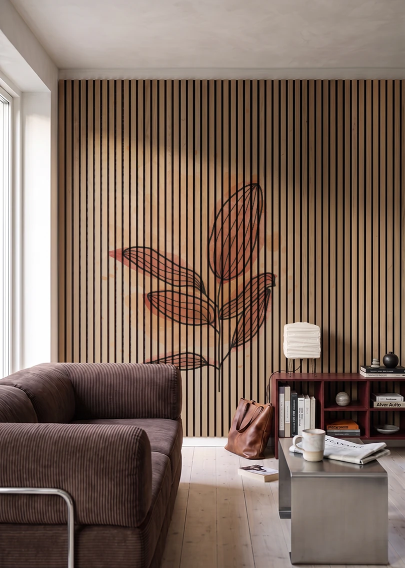 Akustikpanel med Abstract Nature-motiv nr. 38 – i stuen