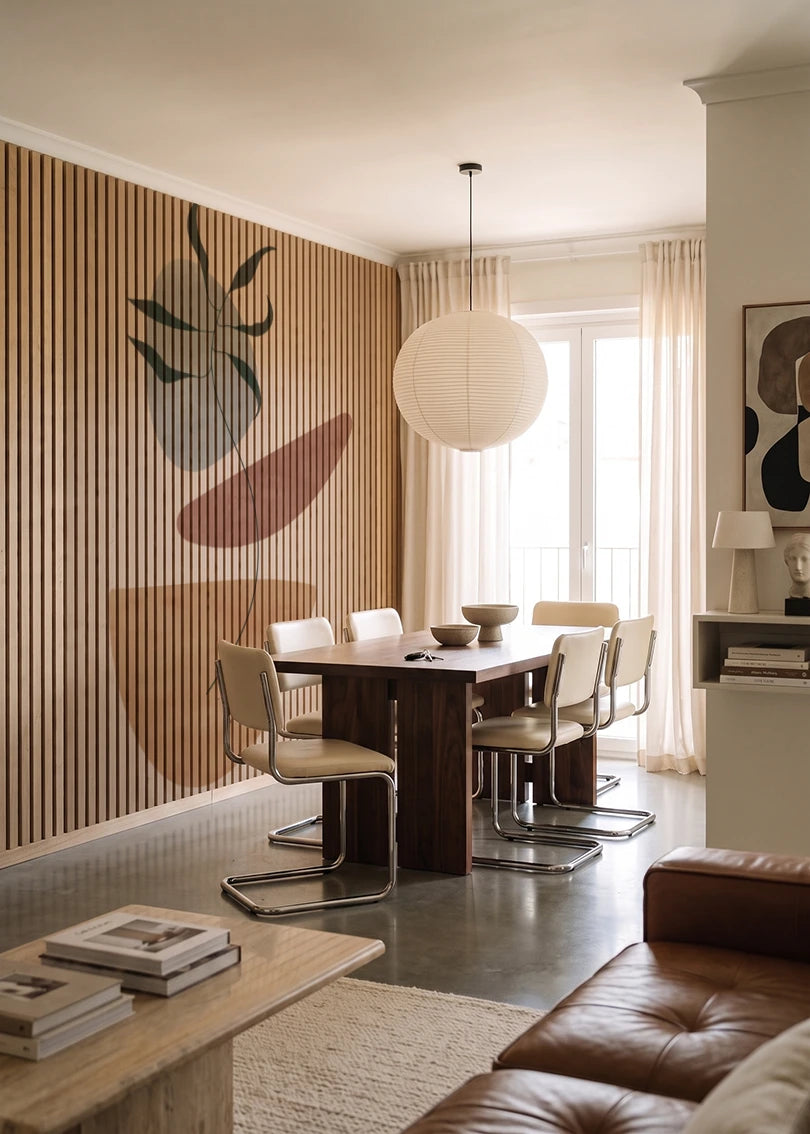 Akustikpanel med Abstract Nature-motiv nr. 40 – i lyst rum